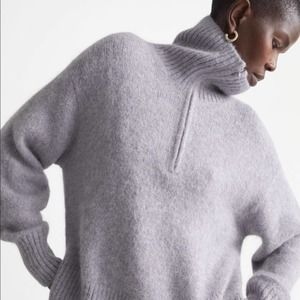 & OTHER STORIES Purple Wool Oversized Half Zip Sweater